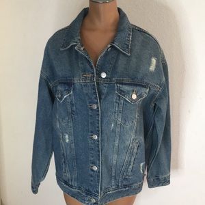 New Wild Fable Distressed Oversized Denim Jacket XS